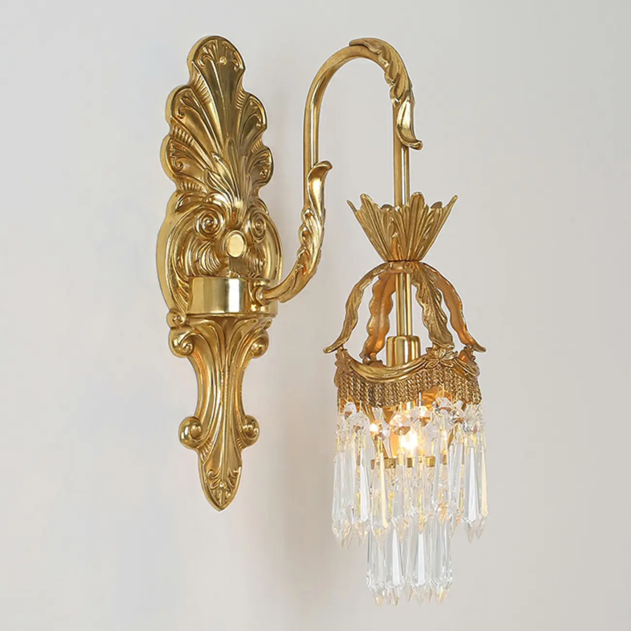 Indoor Vintage Crystal Arc Wall Sconce with Double Lights