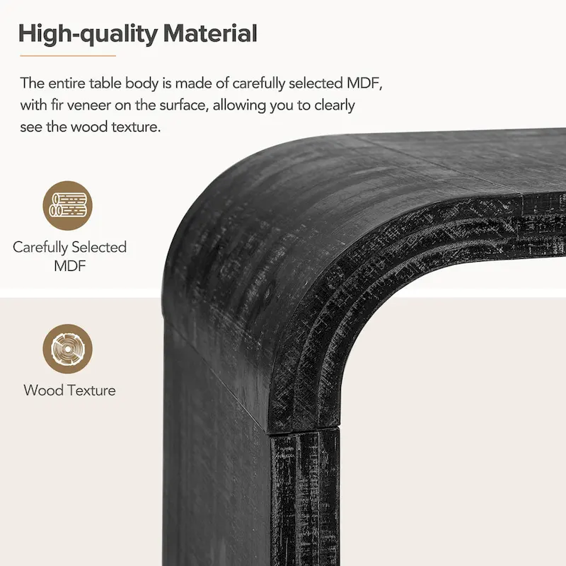 Coffee Table with Curved Art Deco Design - 23.60 x 47.20 x 18.50