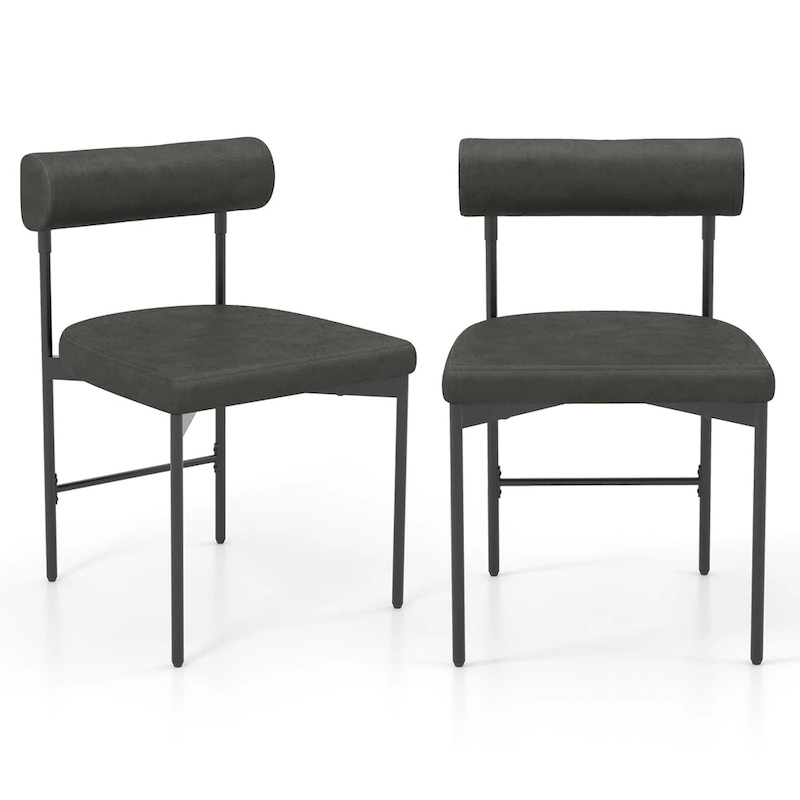 Gymax Dining Chair Set of 2 Faux Leather Upholstered Kitchen Side