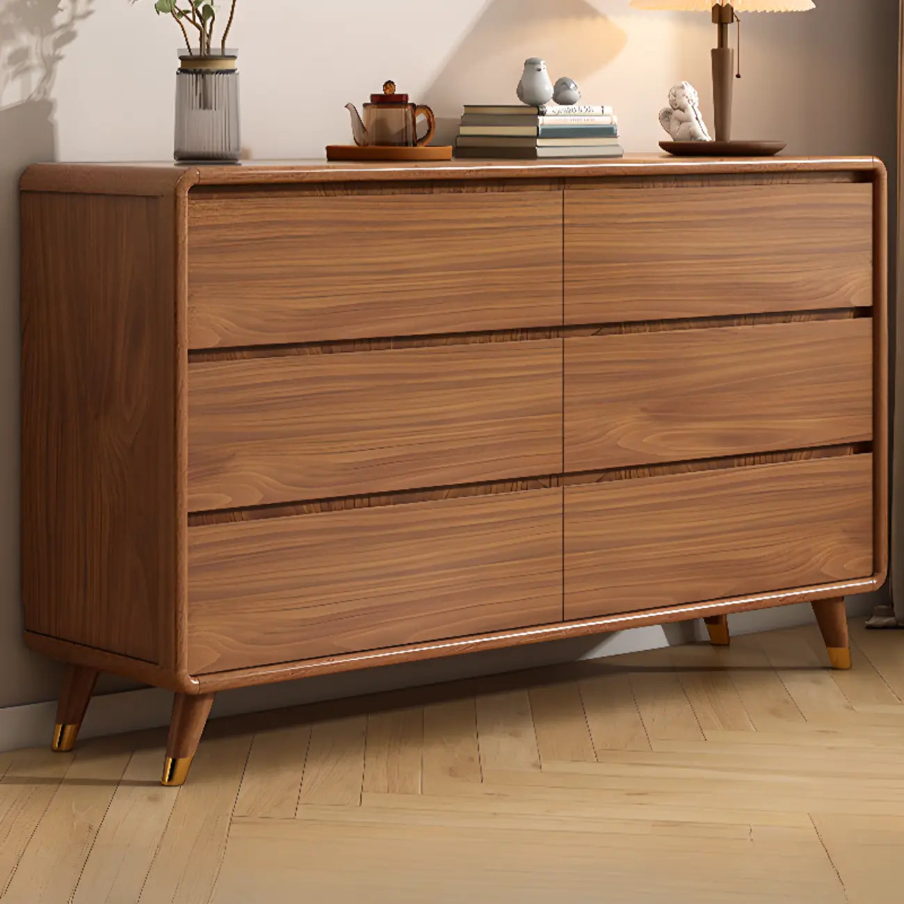 Cube Brown Wooden Console Chest in 8-Drawer