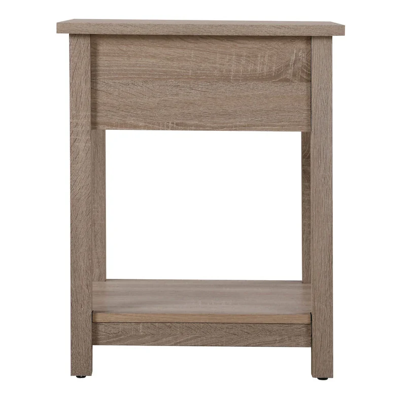 Wooden Nightstand with Drawer and Shelf
