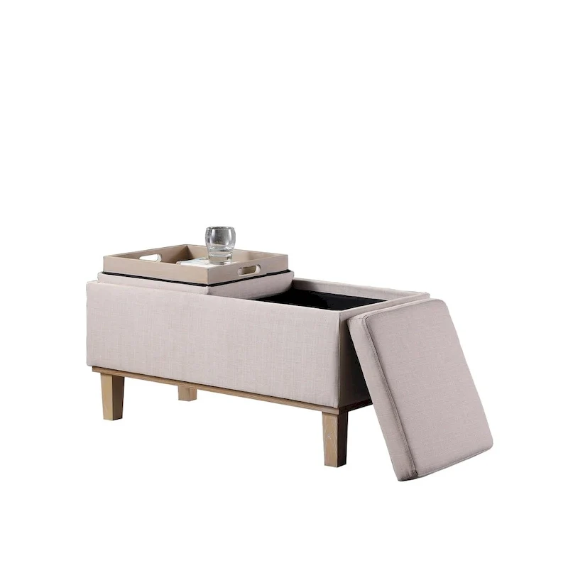 Beige / Grey / Cream / Blue 2-Seat Flip-Top Storage Bench