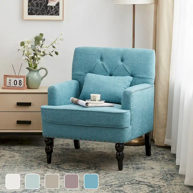 Upholstered Accent Chair with Lumbar Pillow - Single Seat