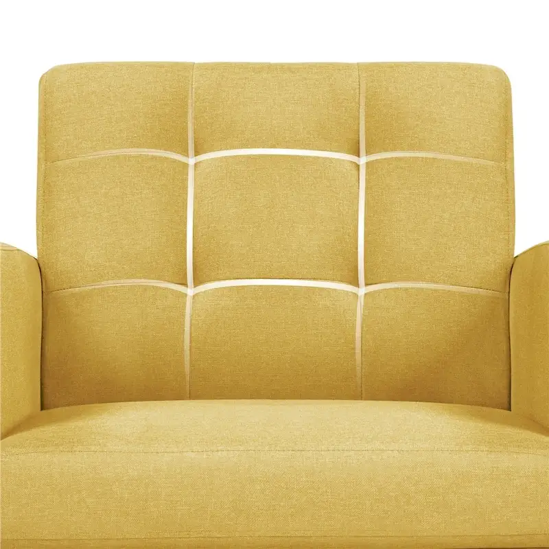 Yaheetech Mid Century Modern Fabric Arm Chair Tufted Accent Chair with Rubber Wooden Leg