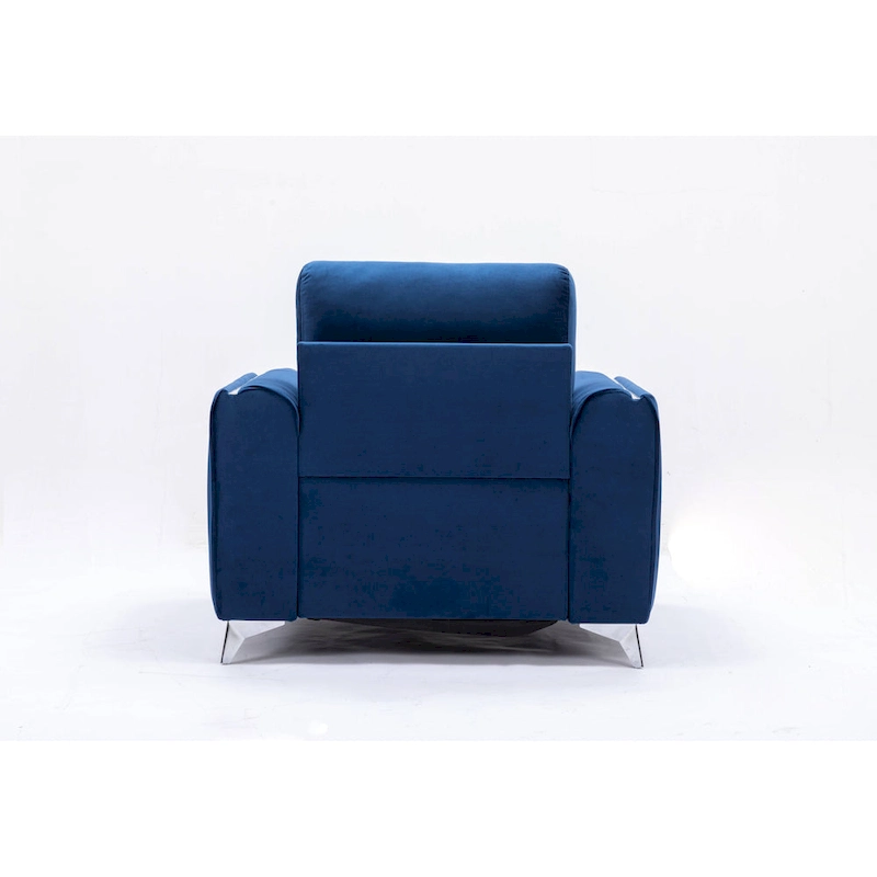Blue 38 Modern Velvet Accent Chair with Polished Chrome Trim Legs