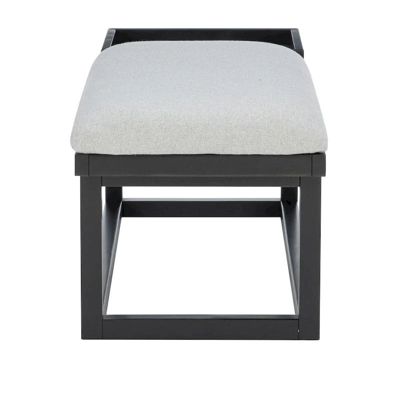 Aliza Grey Upholstered Solid Wood Bench with Tray
