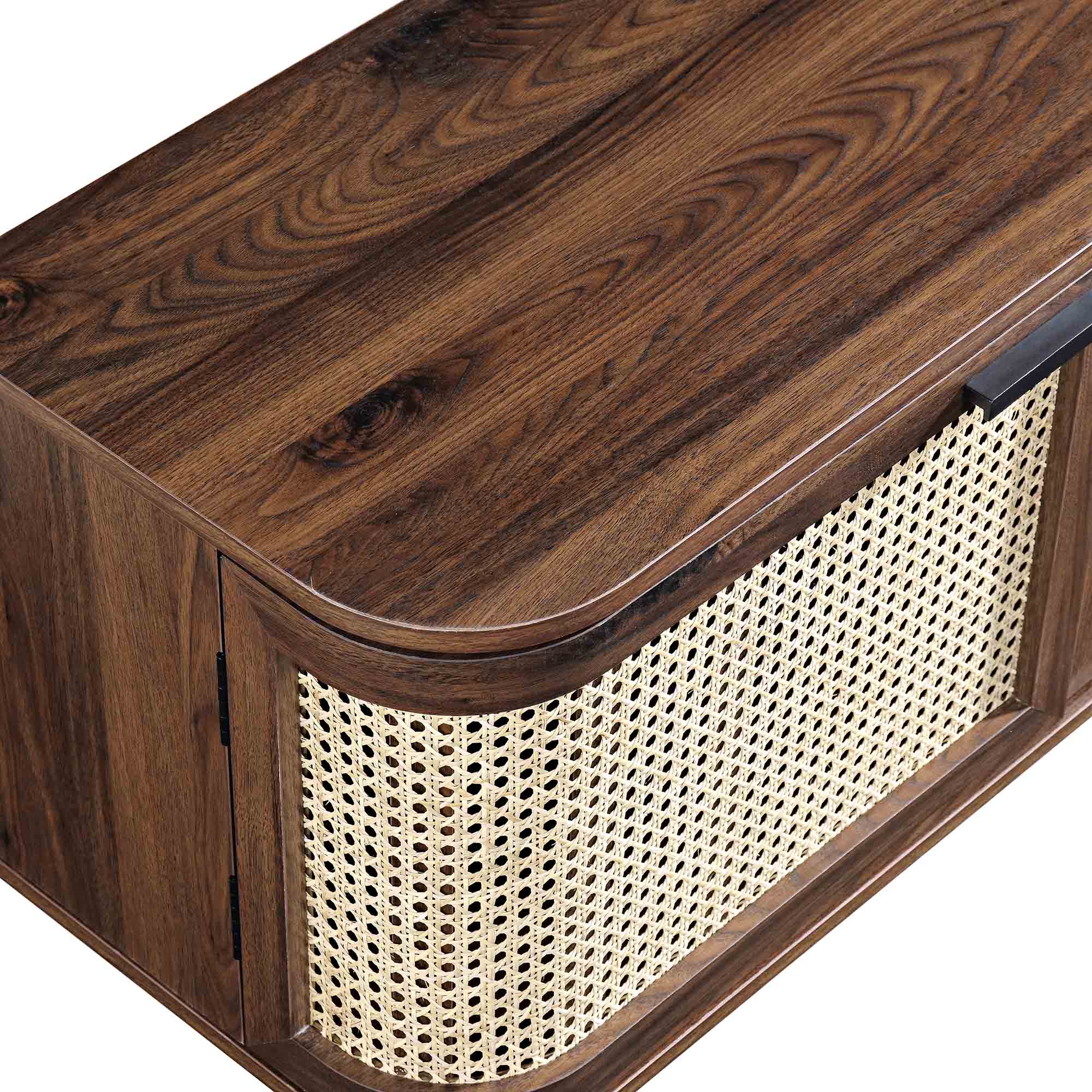 Curved Rattan 59 TV Unit, Walnut