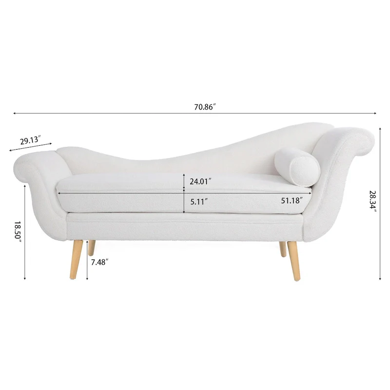 70.86W Chaise Lounge with Scroll Arm