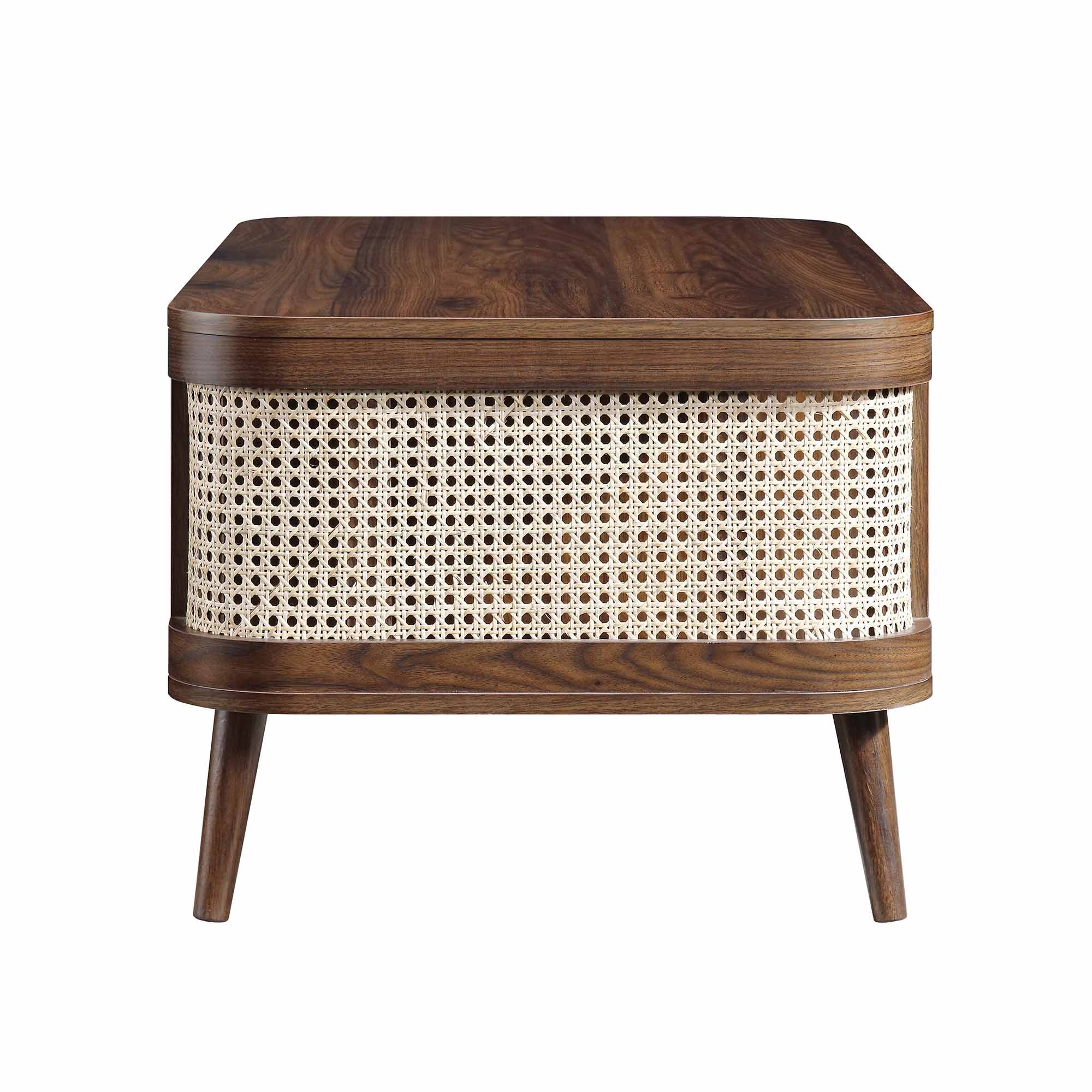 Curved Rattan Coffee Table, Walnut