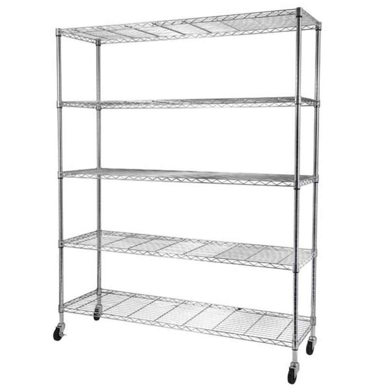 5-Tier Steel Wire Shelving with Wheels - (59.06 x 17.72 x 70.87)