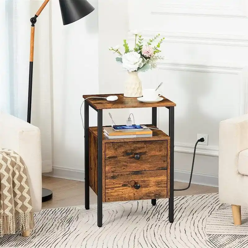 End Table with Charging Station - Multiple Colors