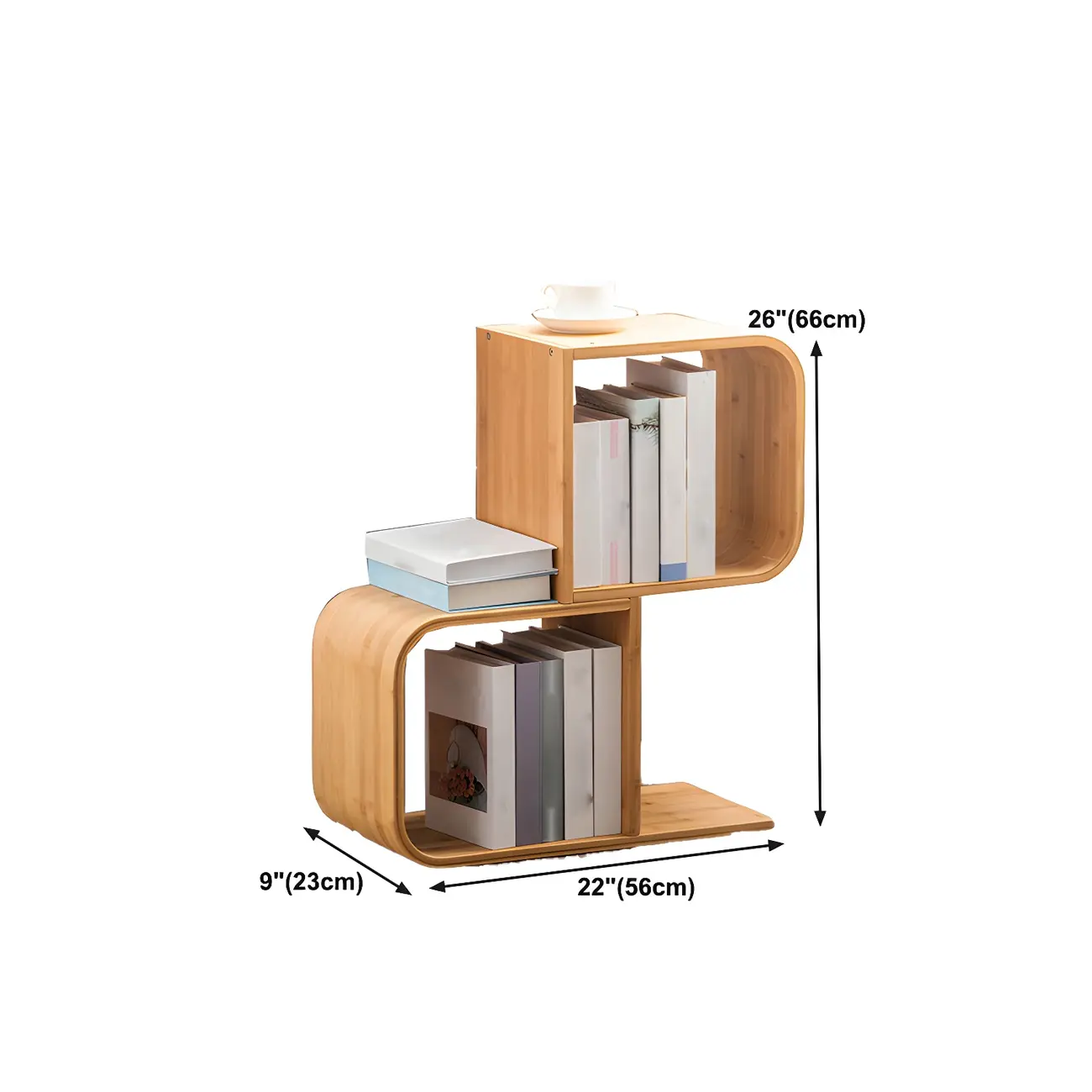 Geometric Natural Finish Bamboo Wood Vertical Bookcase