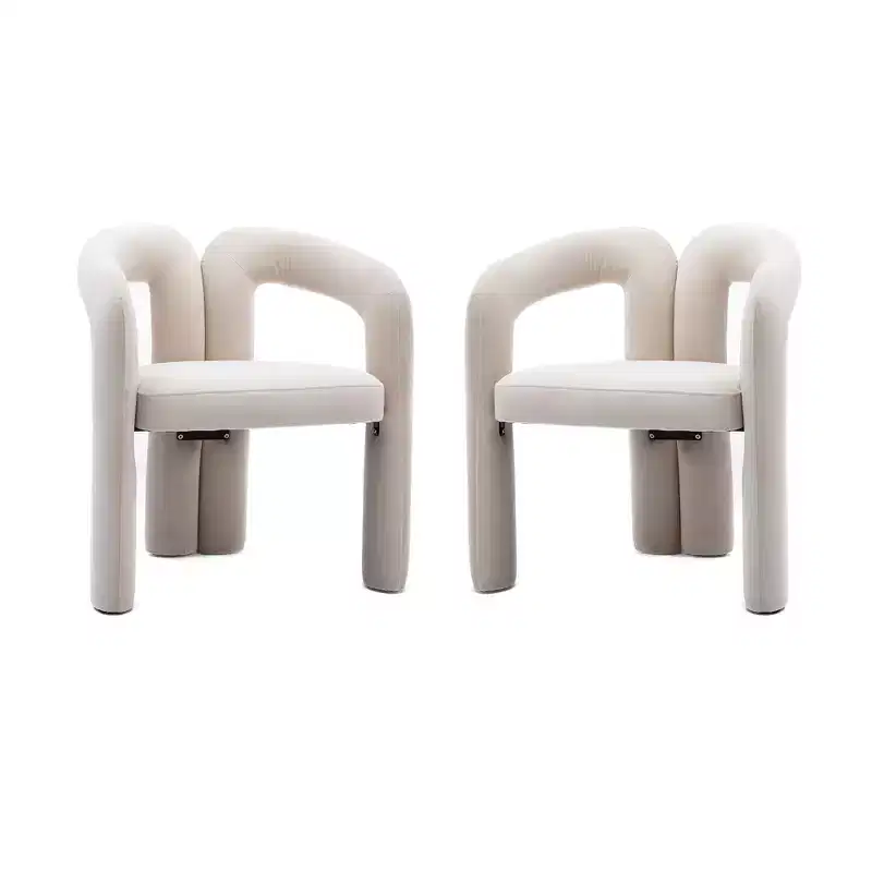 Set of 2 Accent Chairs, Velvet Barrel Armchair for Kitchen, Living Room, Bedroom - ModernLuxe
