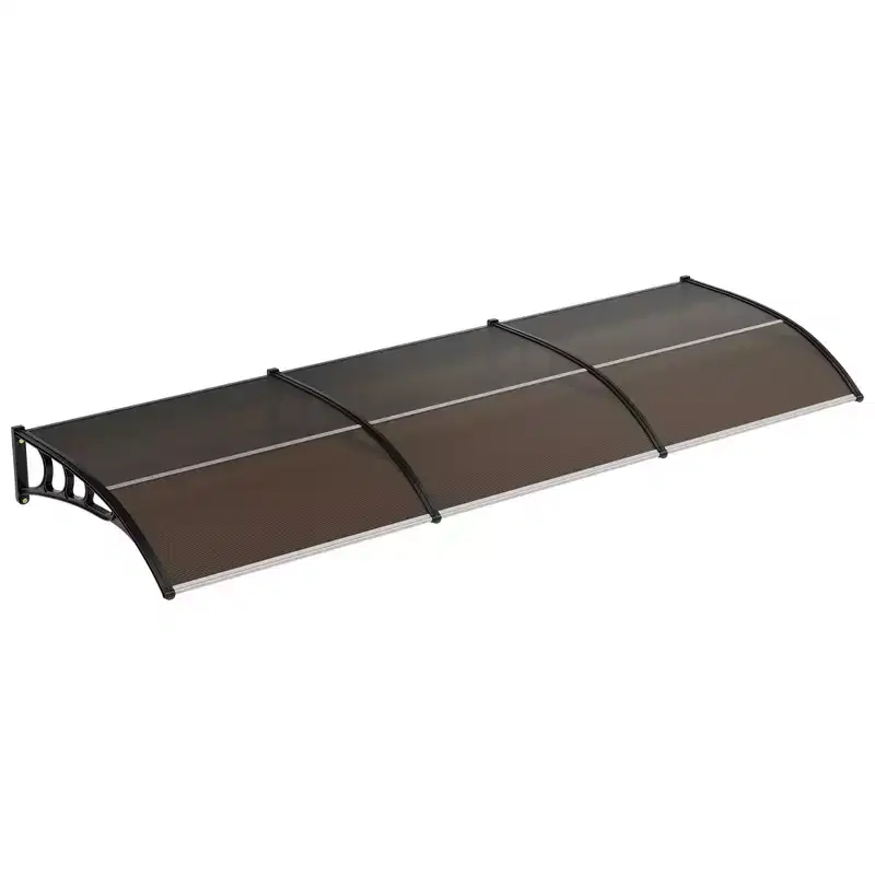 Outdoor Door Awning Canopy Heavy-Duty 100x300cm Polycarbonate Cover UV Rain Snow Sun Protection Plastic Steel Brackets