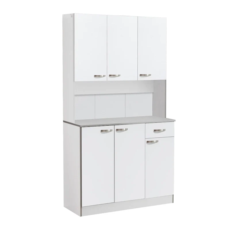 Freestanding Kitchen Buffet Hutch – White, Modern Style