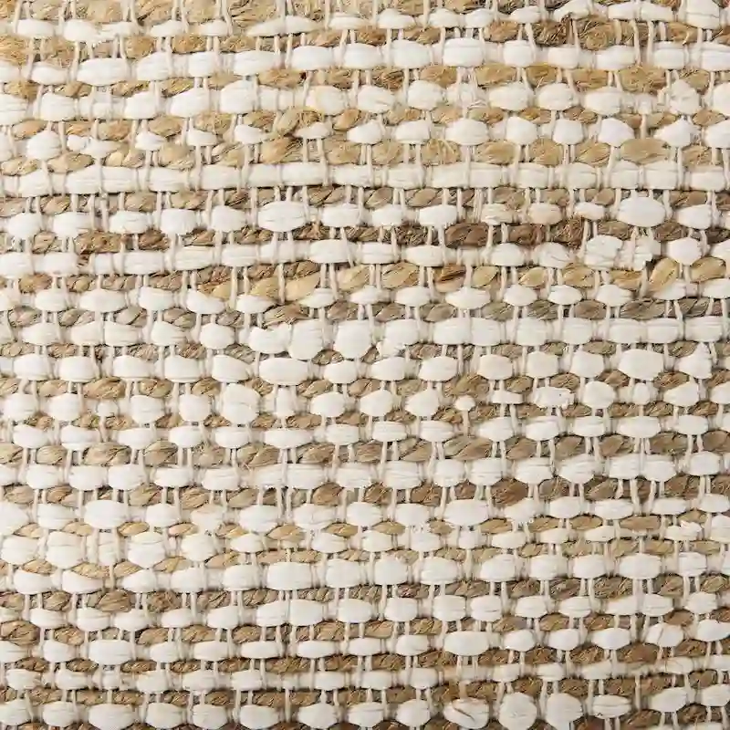 16-Inch Square Pouf – Hemp & Cotton, Cream and Beige Stripe