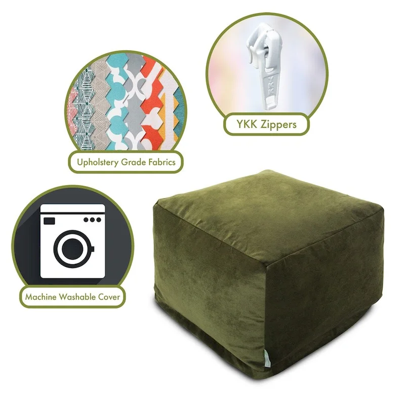 Velvet Pouf Ottoman – Round Footrest & Extra Seating