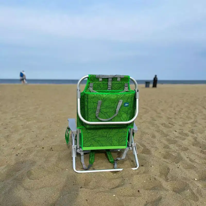 Bliss Hammocks Folding Beach Chair Recliner with Detachable Cooler