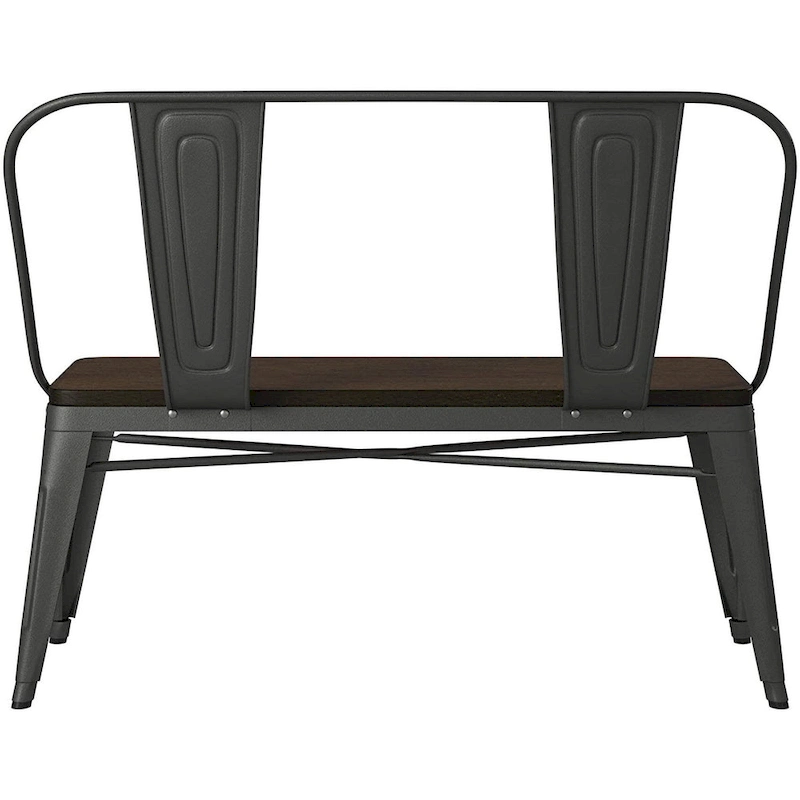 Metal Wood Top Dining Bench, Gunmetal