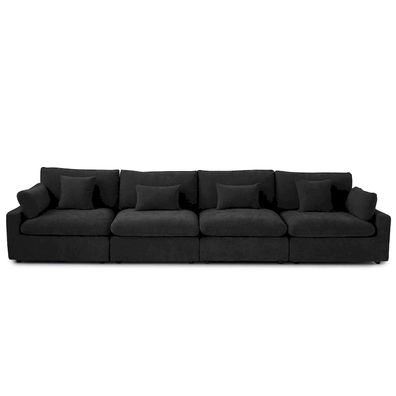 Classic Modern Linen Sectional Modular Sofa 4-Seater Down Filled Cloud Couch with Cushions