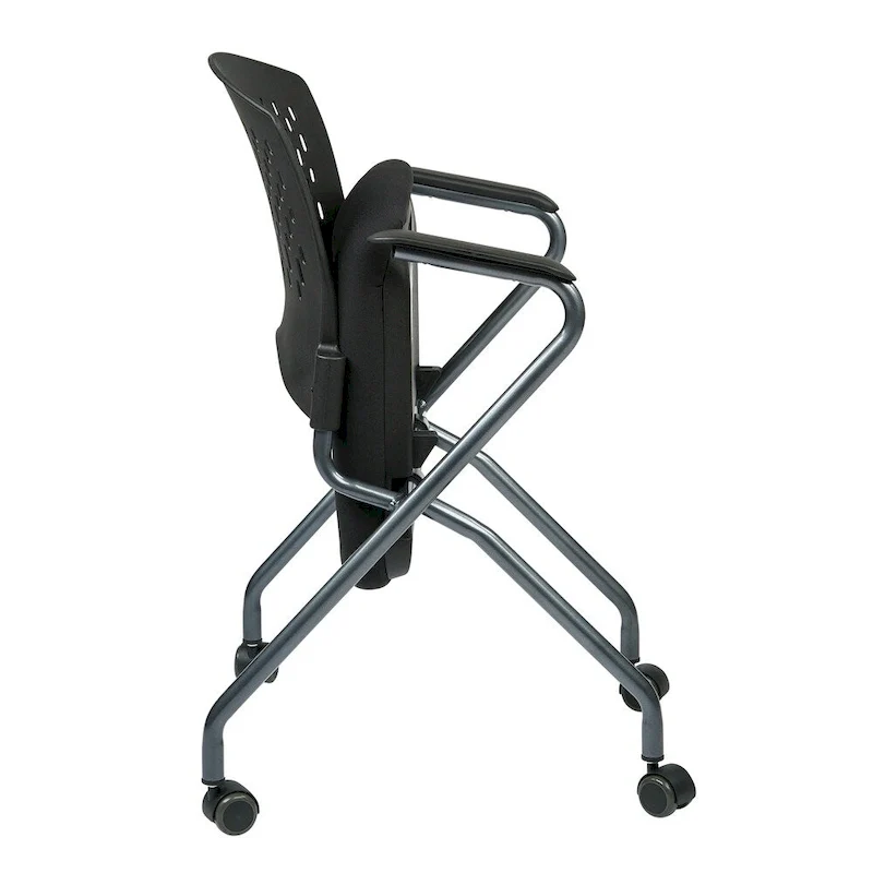 Deluxe Folding Chair with Ventilated Plastic Wrap Around Back 2-Pack