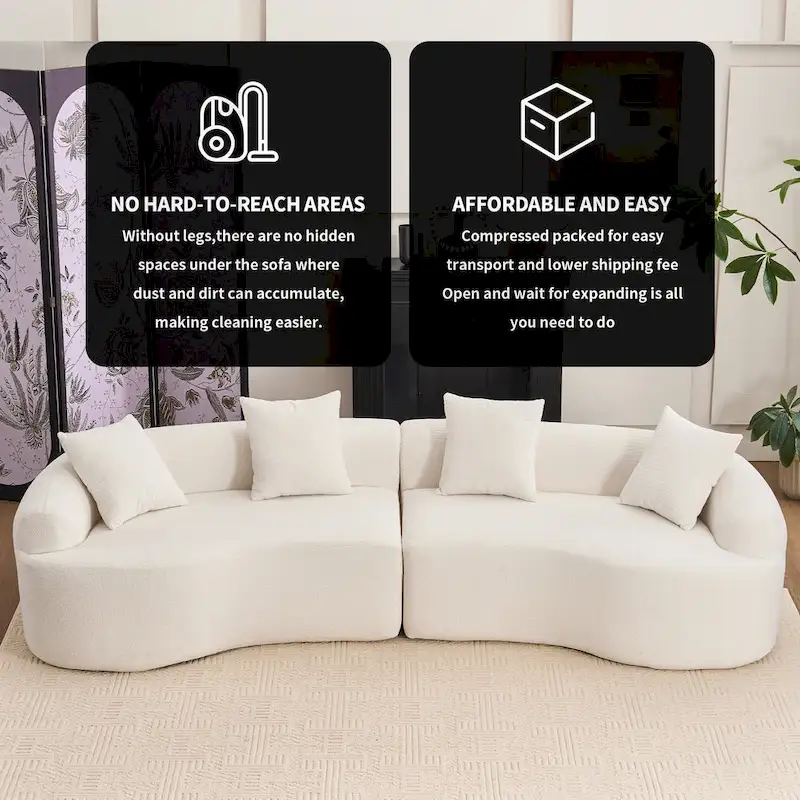 Luxury Chenille Fabric Sofa,4 Seater Modular Curved Sectional Couch