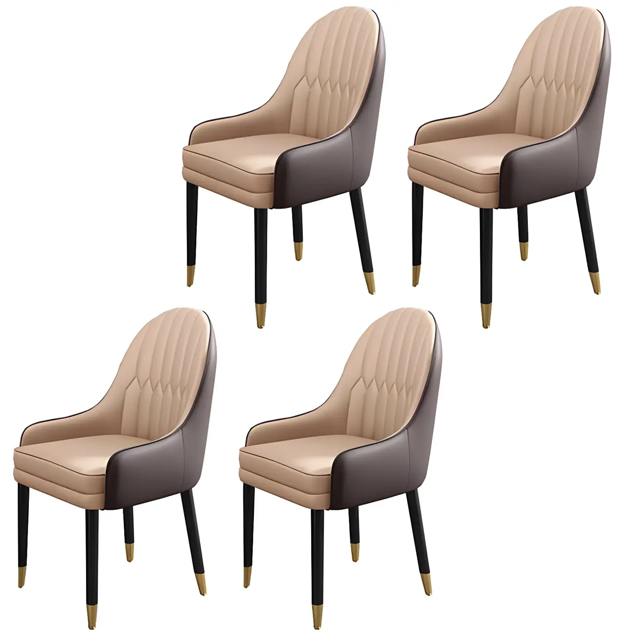 Modern Leather Upholstered Dining Chair with Arms