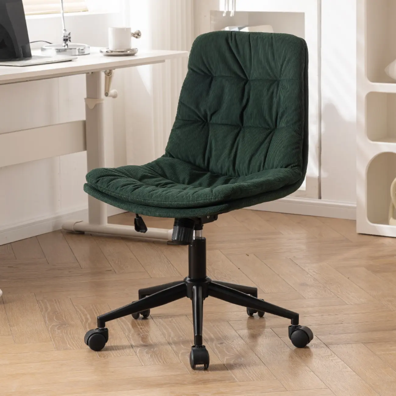 Modern Beige Leathaire Adjustable Swivel Office Chair