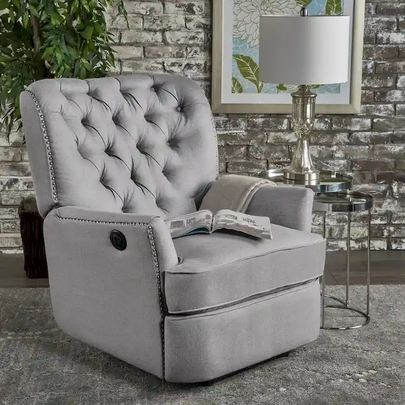 Salomo Tufted Fabric Power Recliner by Christopher Knight Home