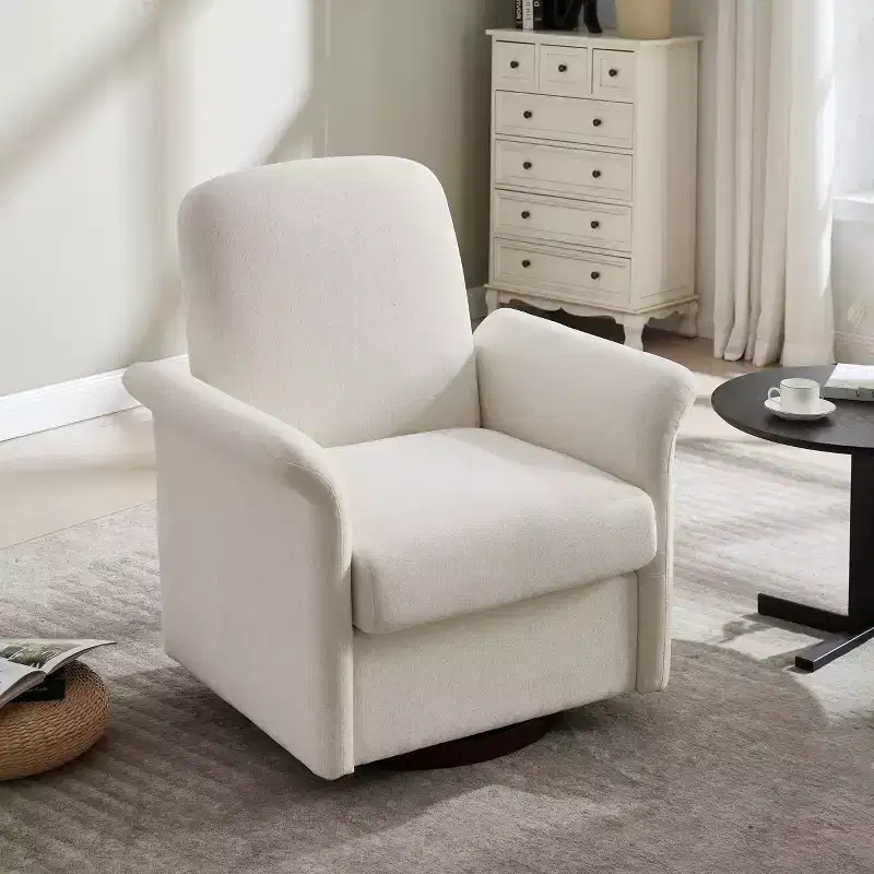 TUYOHW Modern Swivel Accent Chair with Wood Base Lounge Barrel Armchair Chair with Curved Armrest Single Sofa Chair for Living Room, Bedroom