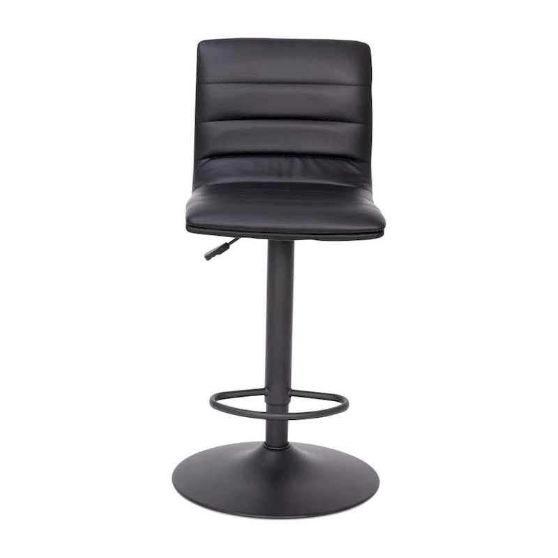 Modern Channel Stitched Adjustable Height Swivel Barstool with Footrest