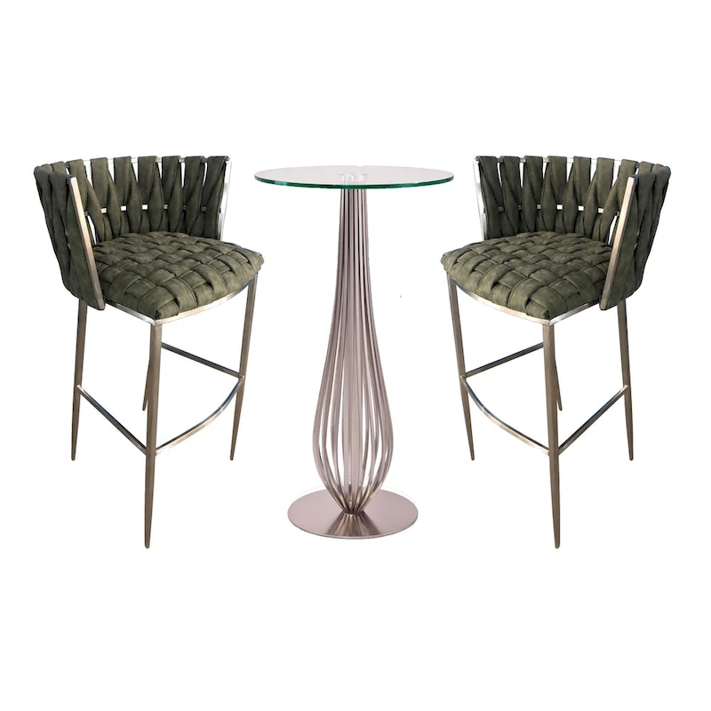 Pub Table with Bar Stools 30 Height Matching Barcelona 3Pc Set