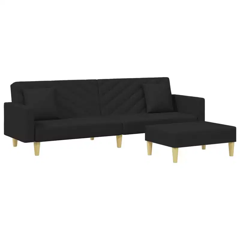 vidaXL 2-Seater Sofa Bed with Pillows and Footstool Couch Furniture Fabric