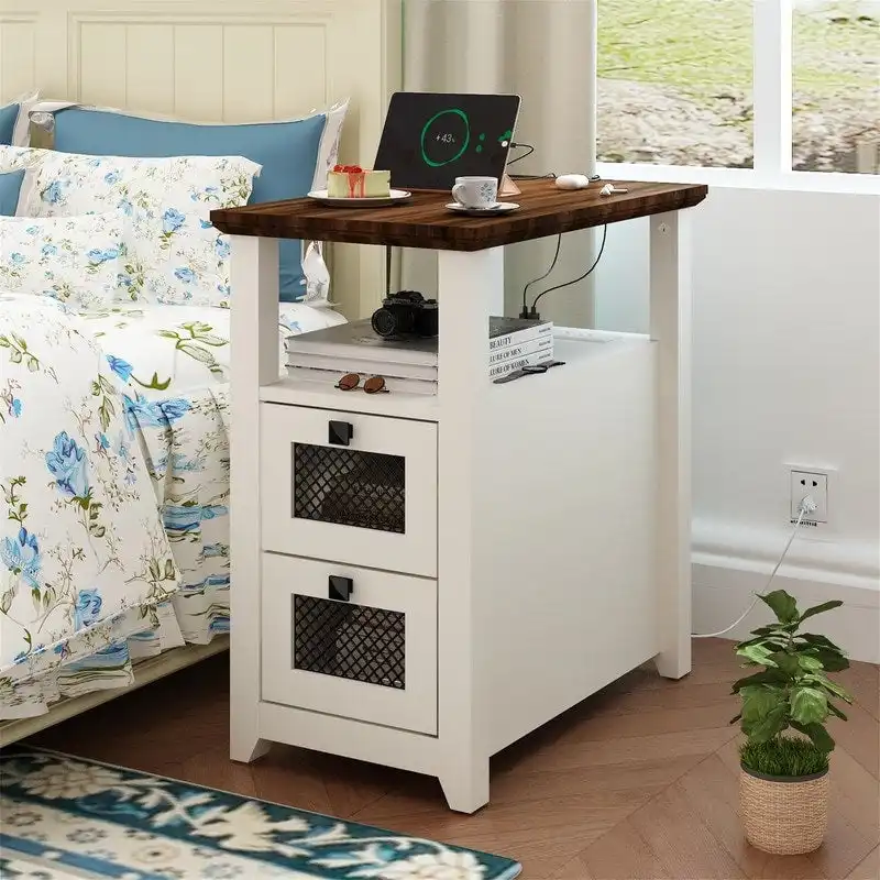 End Table with Charging Station - 13.78D x 23.6W x 24.8H