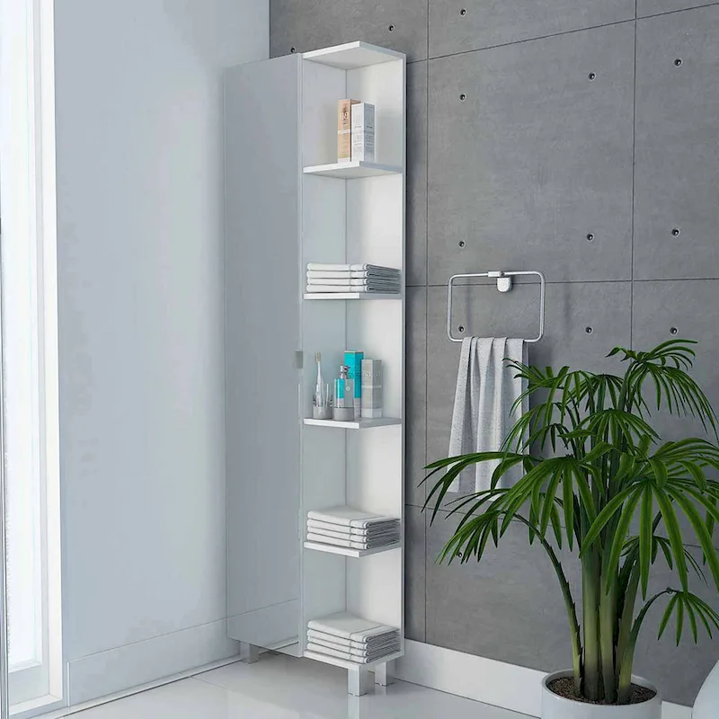 Los Angeles Mirror Linen Cabinet with 5 Open Shelves
