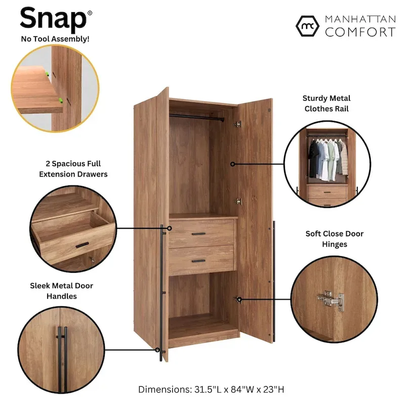 Freestanding Wardrobe Closet Armoire