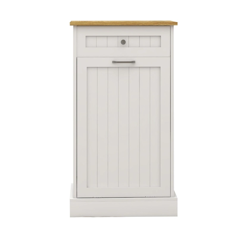 One Drawers and One-Compartment Tilt-Out Trash Cabinet Kitchen Trash Cabinet-White