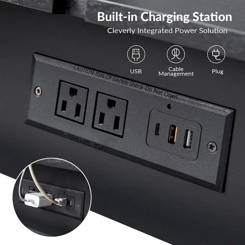 Julian Mid-century Modern End Table with Charging Station by