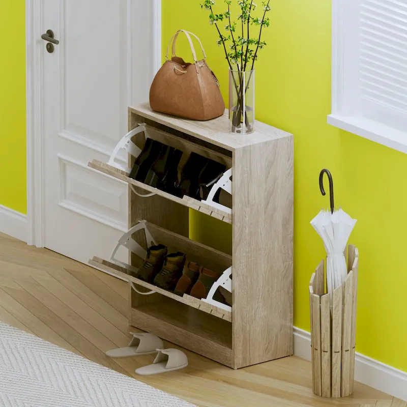 FUFU&GAGA 2 Tiers Shoe Rack Cabinet Shoe Cabinet Space-Saving