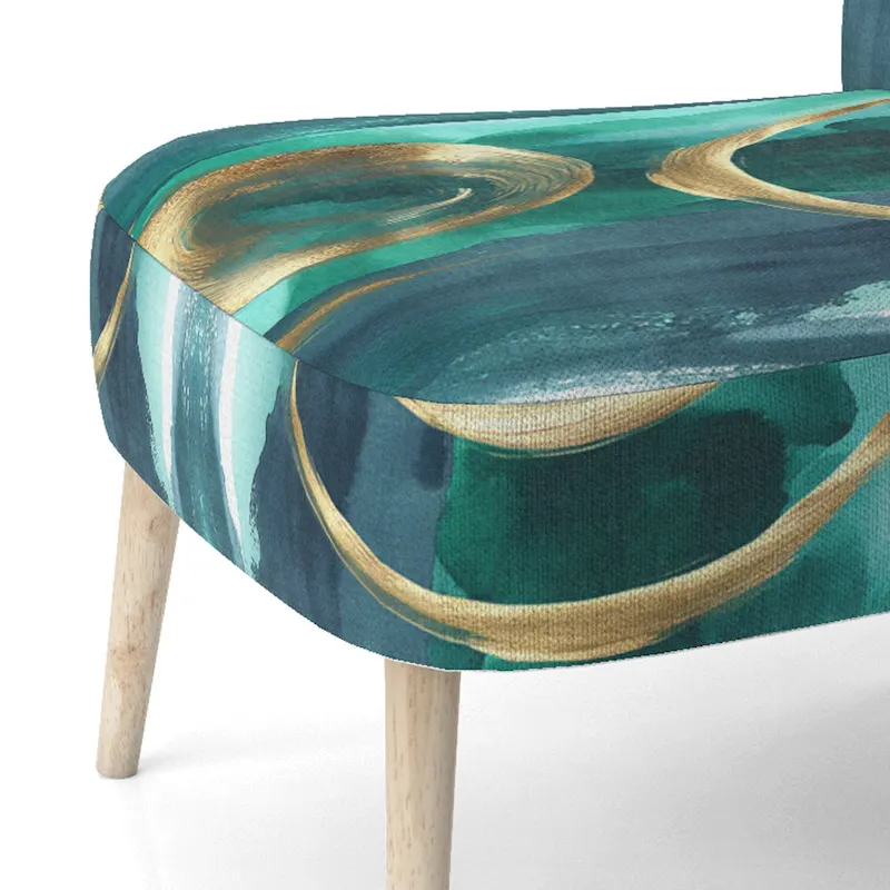 Geometric Black And Teal IV Upholstered Accent Chair