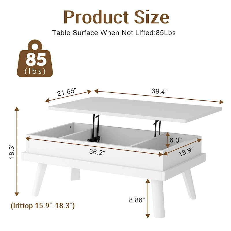 Futzca Wood Coffee Table with Hidden Compartment