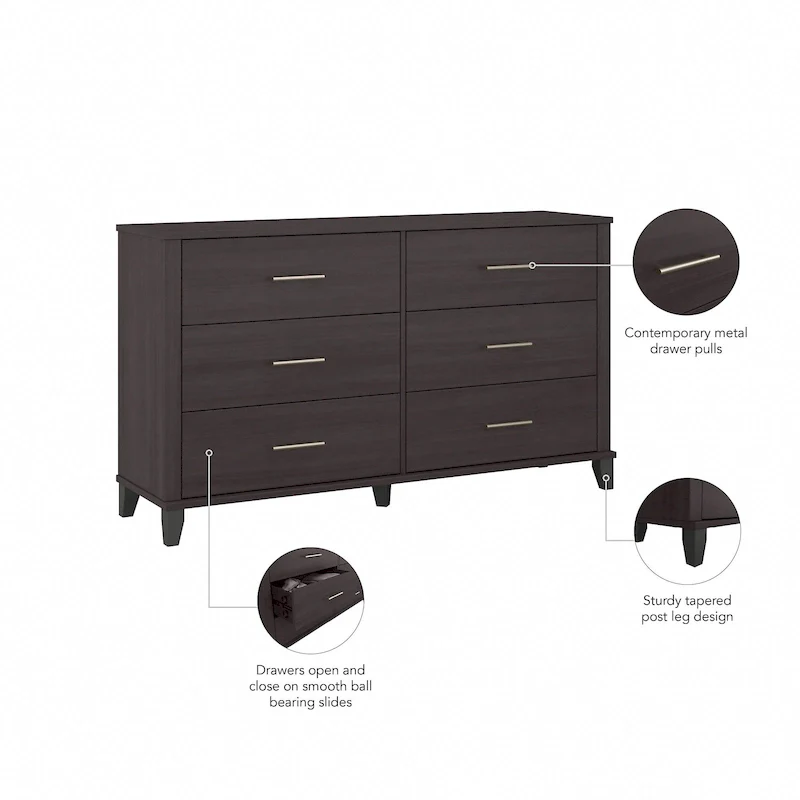 Transitional Grain-textured Grey Dresser