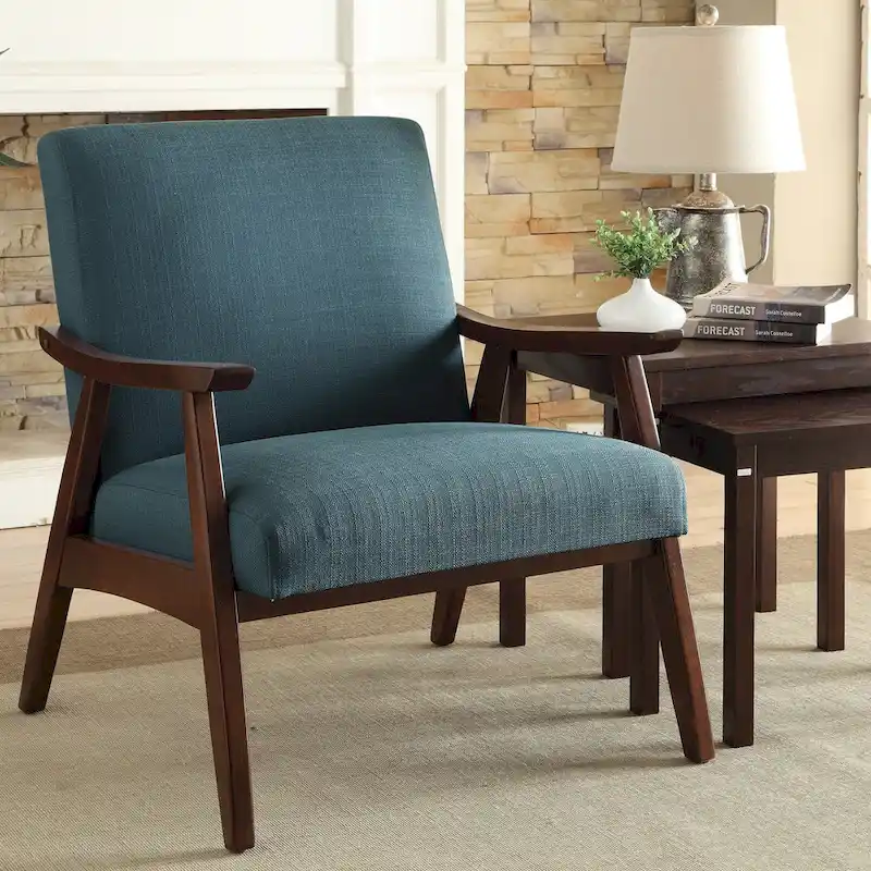 Mid-Century Arm Chair with Solid Wood Frame – Multiple Colors