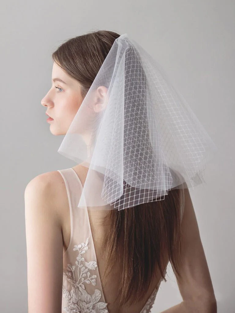 Shoulder Length Ivory Wedding Veils