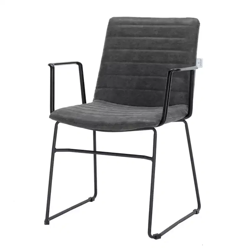LeisureMod Ergonomic Office Chair Upholstered in Leather/Polyester with Powder-Coated Stainless Steel Frame Padded Seat and Back Zylar Collection