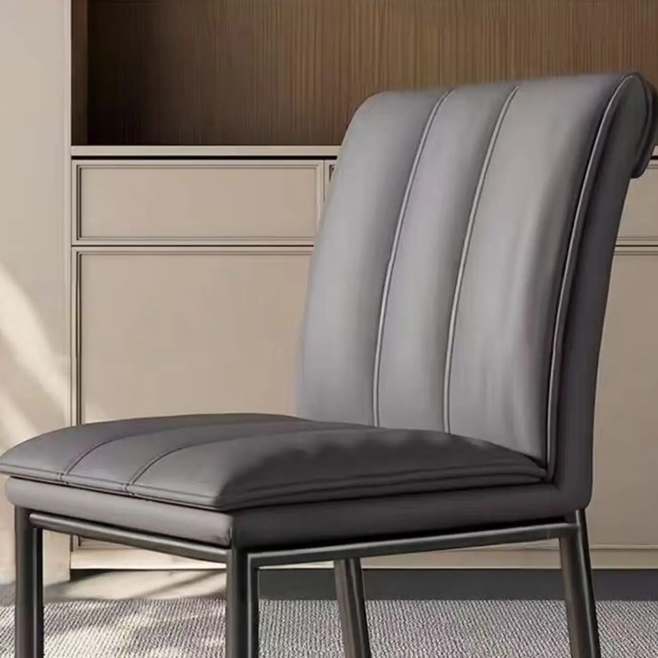 Low Back Upholstered Dining Chairs with Vertical Tufting