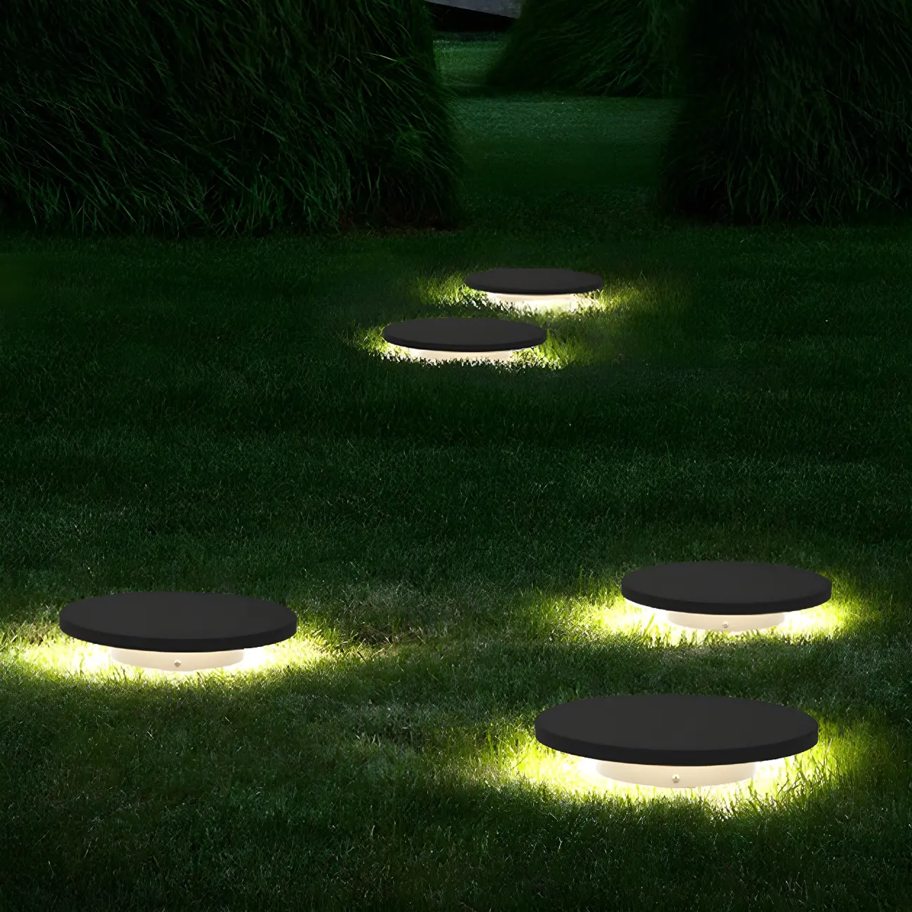 Matte Grey Disc Metal Solar Landscape Lighting