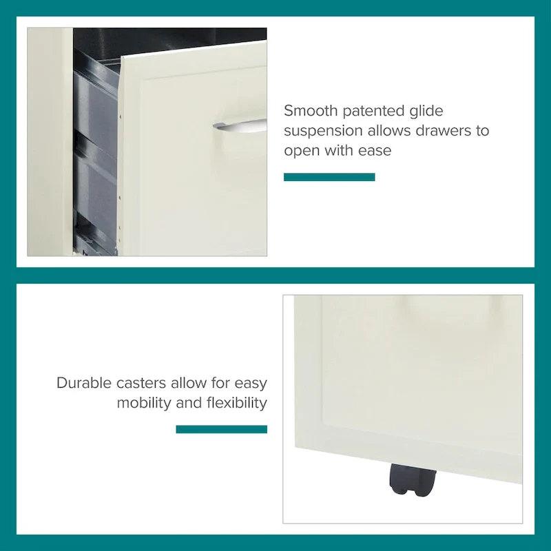 Space Solutions Pearl White 2-drawer Mobile File Cabinet