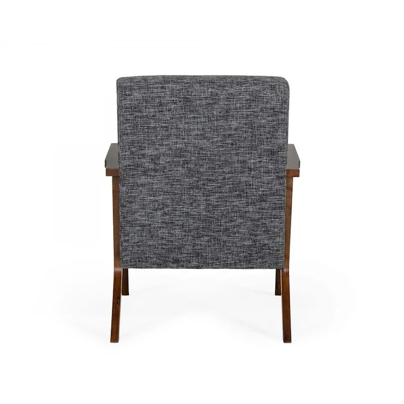 Modrest Candea Mid-Century Walnut and Grey Accent Chair