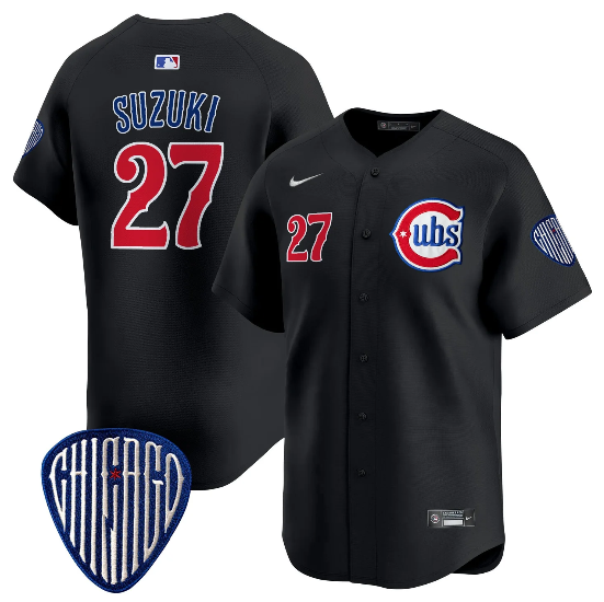 Chicago Cubs Selya Suzuki Alternate Vapor Premier Limited Black Jersey